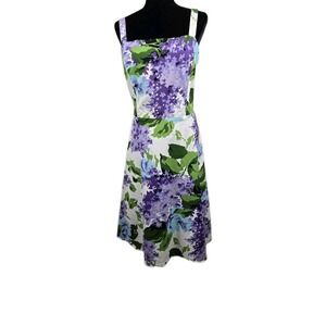 Jessica Howard Purple and Green Floral Midi Dress